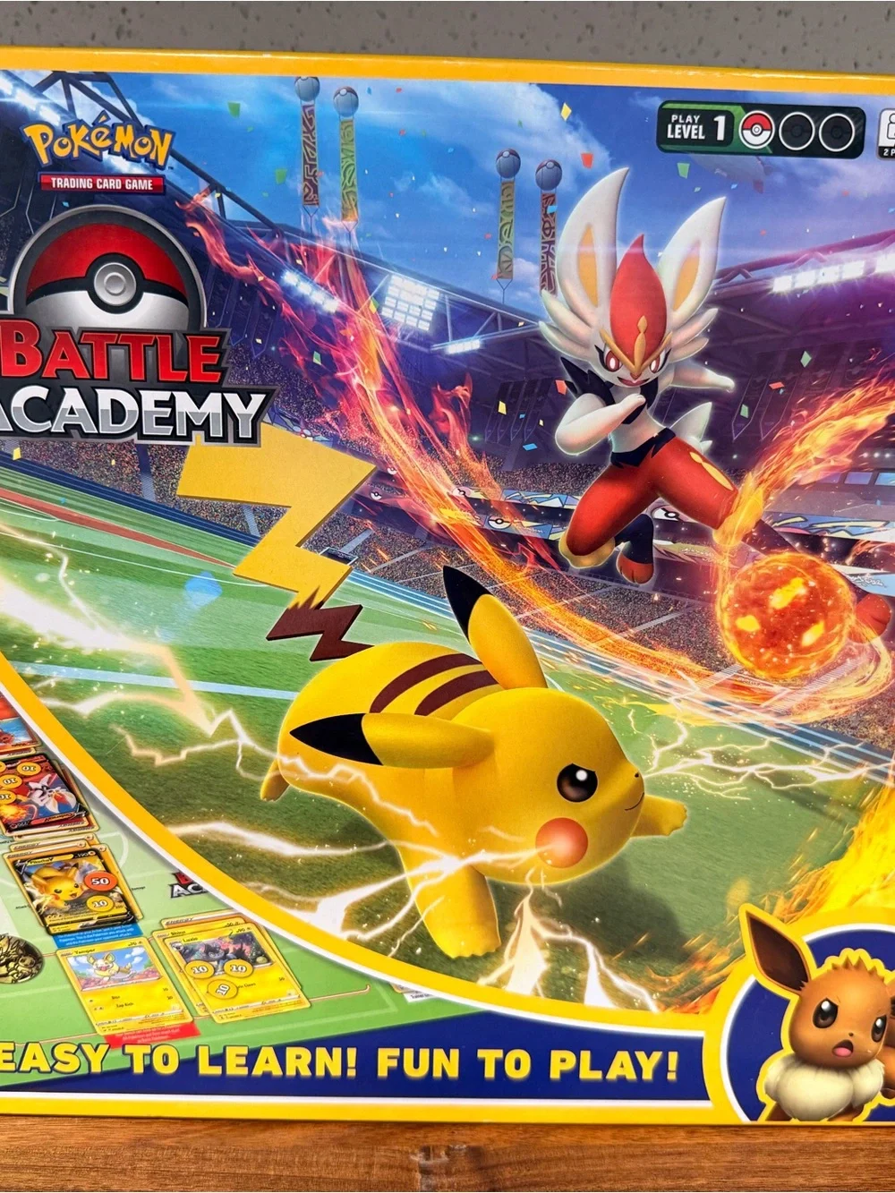 Pokemon Battle Academy Board Game with Yellow Pikachu & Red Cinderace
